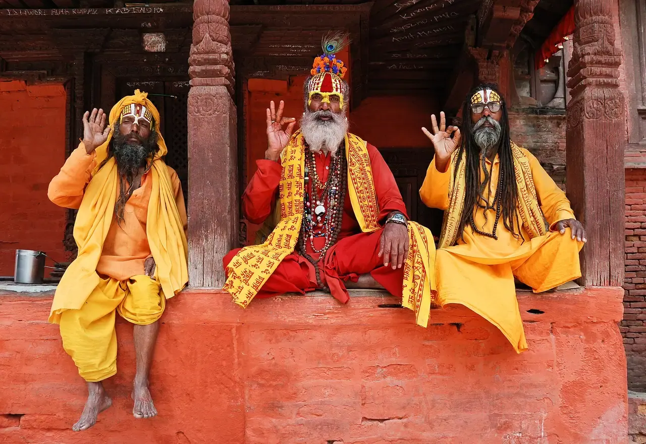 Sadhus en la plaza Durbar de Katmandú